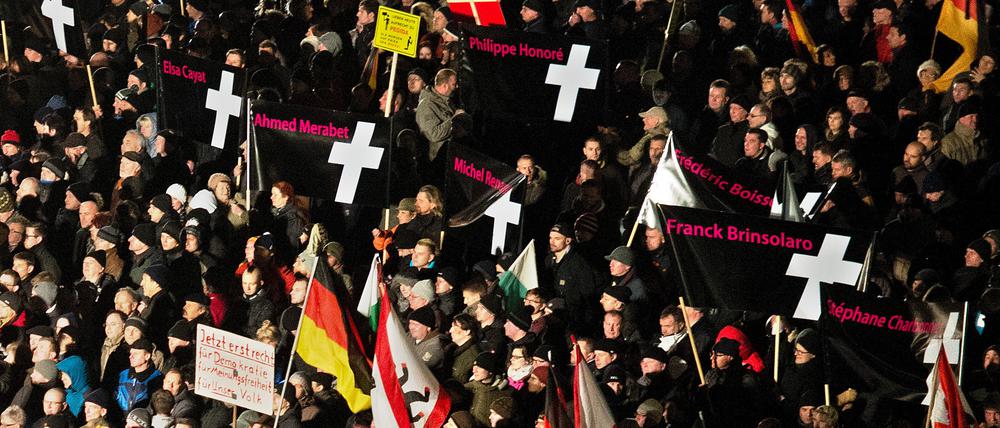 25.000 Menschen nahmen an der Pegida-Demo in Dresden am 12. Januar teil. Nun will ein Nachahmer in Brandenburg tätig werden.