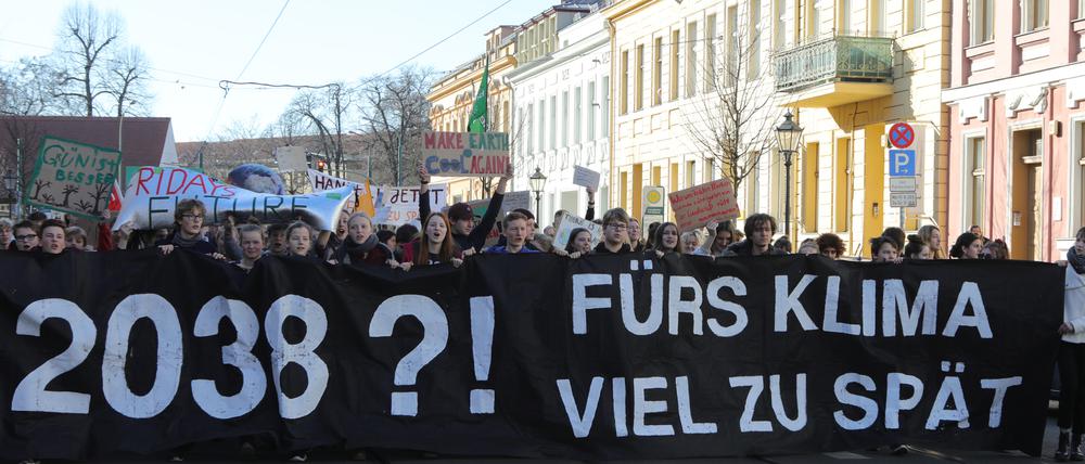 Hunderte Schüler gingen Mitte Februar in Potsdam für den Klimaschutz auf die Straße.