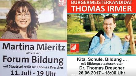 So warben SPD-Bürgermeisterkandidaten für Wahlkampfveranstaltungen mit Bildungsstaatssekretär Drescher.