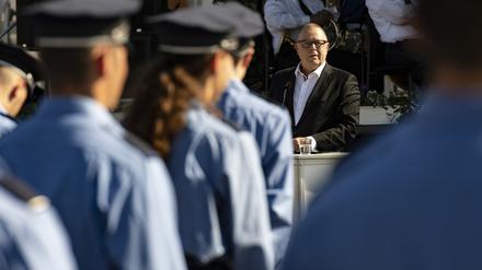 Innenminister Michael Stübgen (CDU) bei der Vereidigung Brandenburger Polizisten 2020.