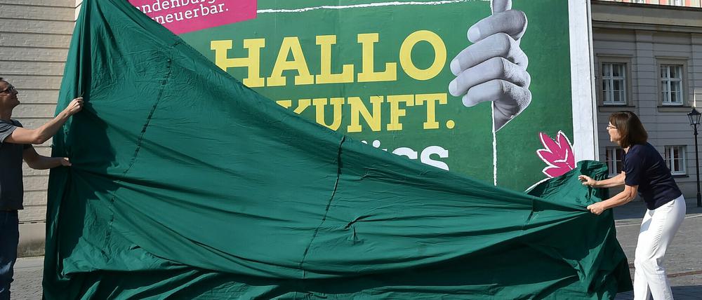 Die Spitzenkandidaten von Bündnis 90/Die Grünen zur Brandenburger Landtagswahl, Ursula Nonnemacher und Benjamin Raschke.