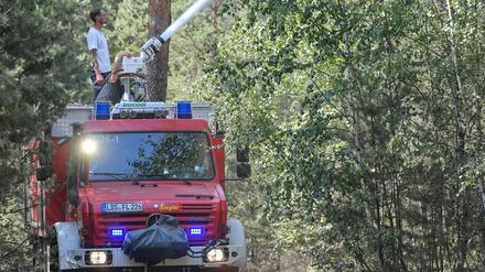Der Waldbrand in der Lieberoser Heide (Dahme-Spreewald) hat sich nicht weiter ausgedehnt.