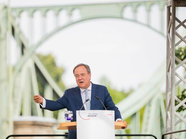 Armin Laschet war am 13. August im Rahmen einer CDU-Veranstaltung zum Mauerbau an der Glienicker Brücke aufgetreten
