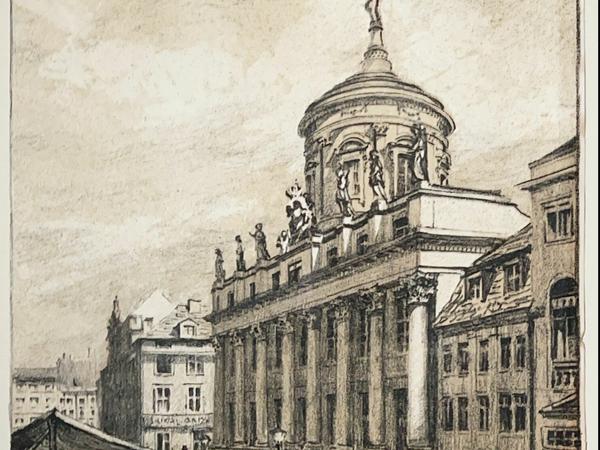 "Altes Rathaus Potsdam", Litografie Valerie Vally Wolffenstein.