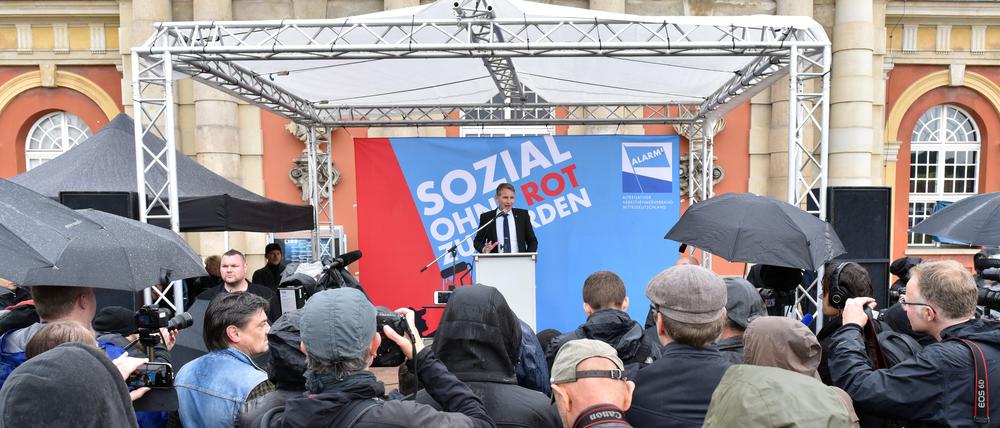 Auf der Kundgebung in Potsdam sprach unter anderem der AfD-Rechtsaußen Björn Höcke.