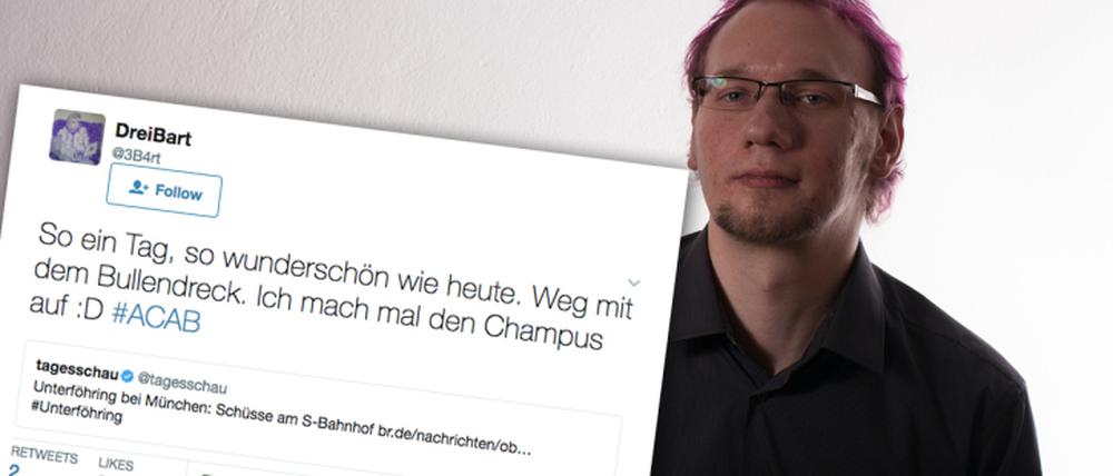 Der 29-jährige Piraten-Politiker Thomas Goede aus Potsdam hetzte auf Twitter gegen Polizisten.