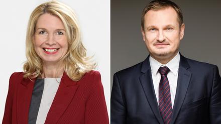 Die amtierende Präsidentin der IHK Potsdam, Beate Fernengel, und Kandidat Stephan Knabe.