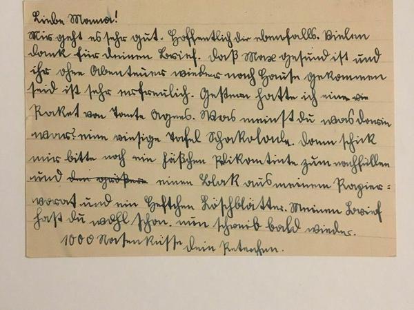 Brief von Hugo Meyerhof an seine Mutter.