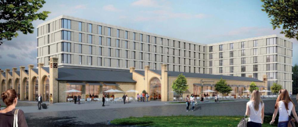 Der Plan. So soll das neue Hotel am Hauptbahnhof einmal aussehen.