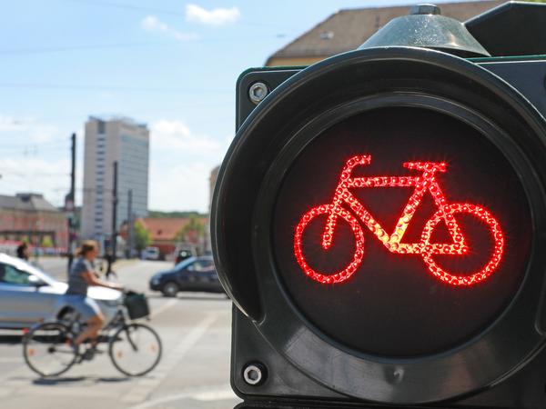 In Potsdam gibt es noch keinen Grünen Pfeil für Radfahrer.