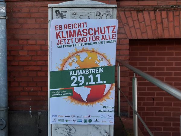 Ankündigung des heutigen Klimastreiks in Potsdam.