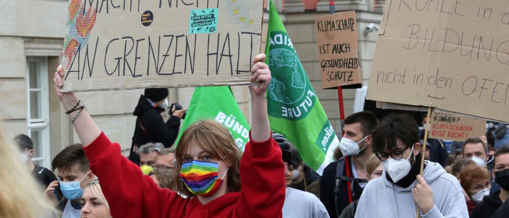 Fridays for Future-Protest von Kindern und Jugendlichen 2021 in Potsdam.
