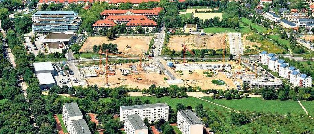 Bauen für günstige Mieten. Wie hier in der August-Bonnes-Straße am Bornstedter Feld soll das Bauen durch das neue Förderprogramm für weitere Investoren interessant werden. Doch niedrige Zinsen stehen derzeit dagegen.
