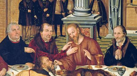 Abendmahl. Lucas Cranach d. J. malte Martin Luther und Theologen.