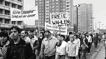 Auf der Breiten Straße. Rund 10.000 Menschen demonstrierten am 4. November 1989 in Potsdam.