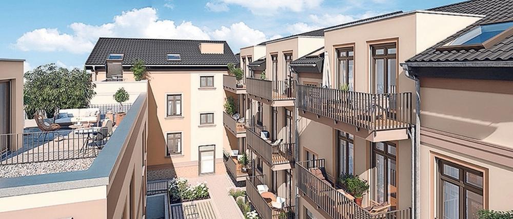 Für die Zwei- bis Vierraumwohnungen mit Garten, Balkon, Terrasse oder Dachterrasse werden 384.500 bis 829.500 Euro aufgerufen. 