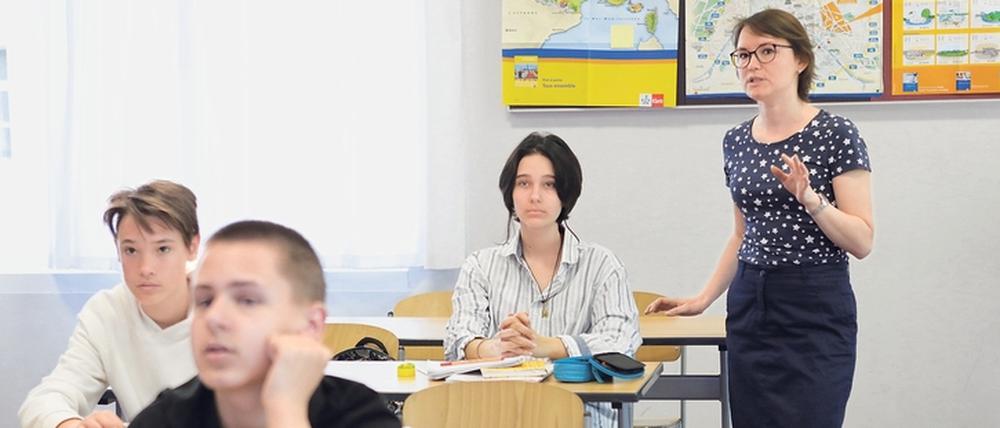 Liudmyla Mashkova unterrichtet fünf Stunden täglich in einer Vorbereitungsklasse am Helmholtz-Gymnasium.