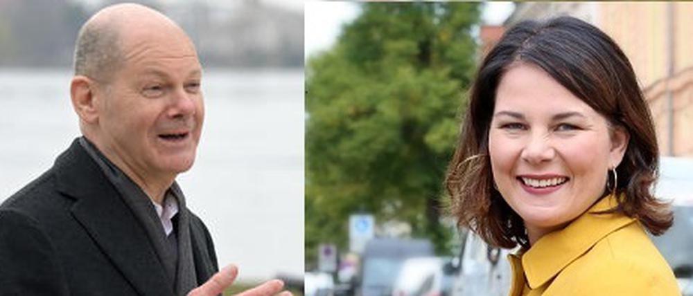 Kanzlerkandidaten im Potsdamer Wahlkreis:  Olaf Scholz (SPD) und Annalena Baerbock (Grüne)