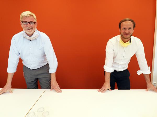 Hans-Ulrich Schmidt und Tim Steckel (v.l.) Geschäftsführer des Bergmann-Klinikums.