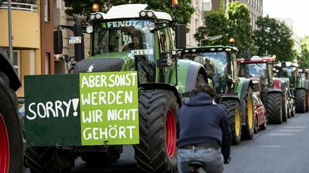 Mit Traktoren-Konvois in zahlreichen Städten machten Landwirte ihrem Protest gegen die Agrarpolitik Luft.