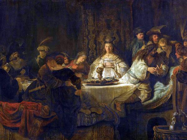 Rembrandts "Simson, an der Hochzeitstafel das Rätsel aufgebend", 1638.
