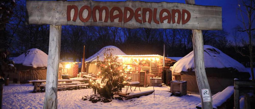 Das Nomadenland im Volkspark ist auch im Winter ein beliebter Treffpunkt. 