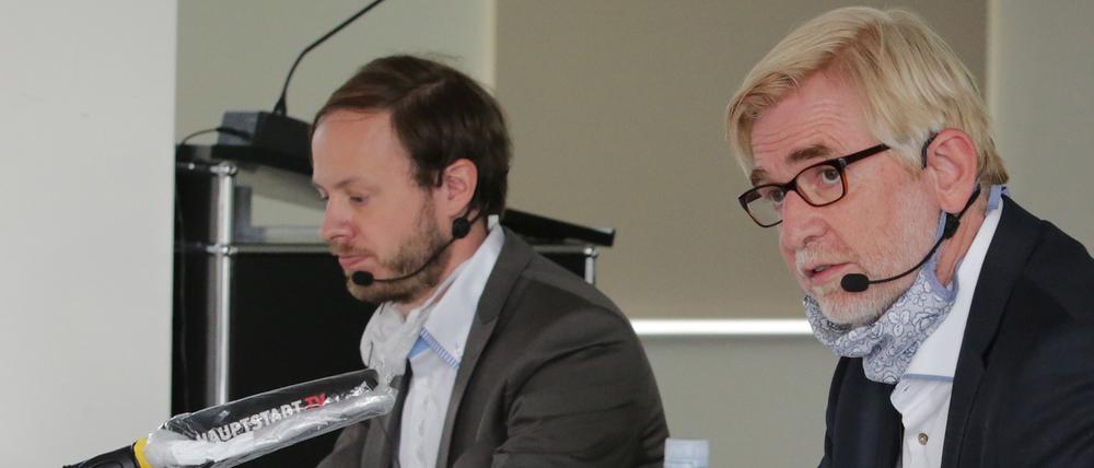 Die neuen Geschäftsführer des Bergmann-Klinikums, Tim Steckel (l.) und Hans-Ulrich Schmidt.