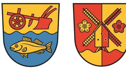Alle drei Entwürfe wurden von dem Heraldiker Uwe Reipert angefertigt. Die Mühle bekam die meisten Stimmen. 