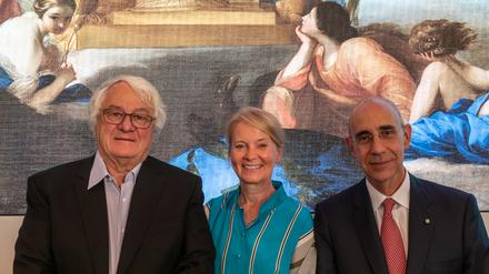 Eröffnung der Ausstellung "Wege des Barock" im Museum Barberini in Potsdam mit Hasso Plattner, Museumsdirektorin Ortrud Westheider sowie Luigi Mattiolo, Botschafter der Italienischen Republik in Deutschland.