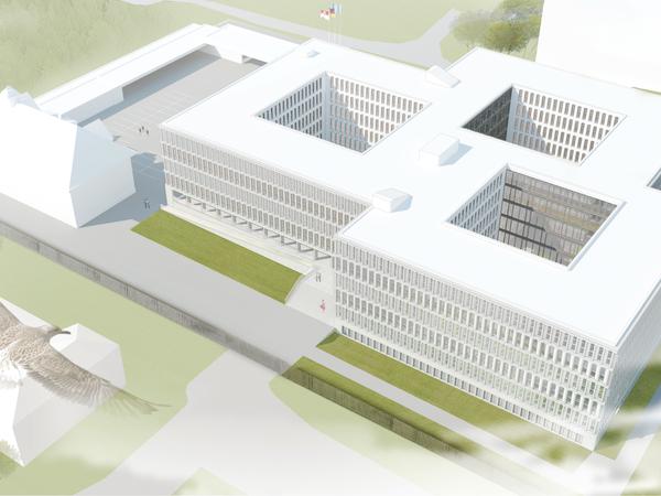 Entwurf für den Neubau des Bundespolizeipräsidiums in Potsdam.