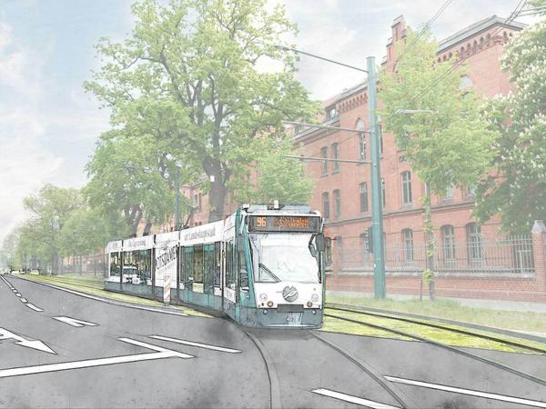So sollen die Tramgleise an der Nedlitzer Straße ausgebaut werden