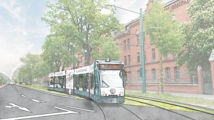 So könnte die Tram nach Krampnitz aussehen - hier in der Nedlitzer Straße