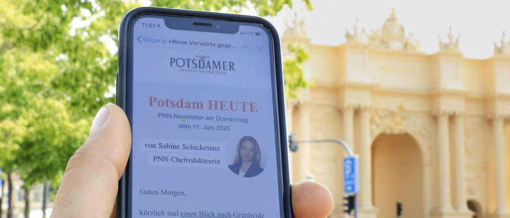 Newsletter "Potsdam Heute" auf dem Smartphone.