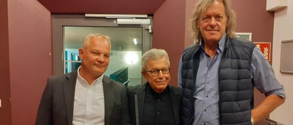 Stararchitekt Daniel Libeskind (M.) mit Investor Jan Kretzschmar (l.) und Filmpark-Chef Friedhelm Schatz.