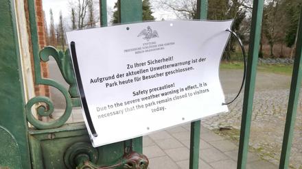 Wegen der Wetterlage sind die Parks der Schlösserstiftung in Potsdam weiterhin geschlossen.