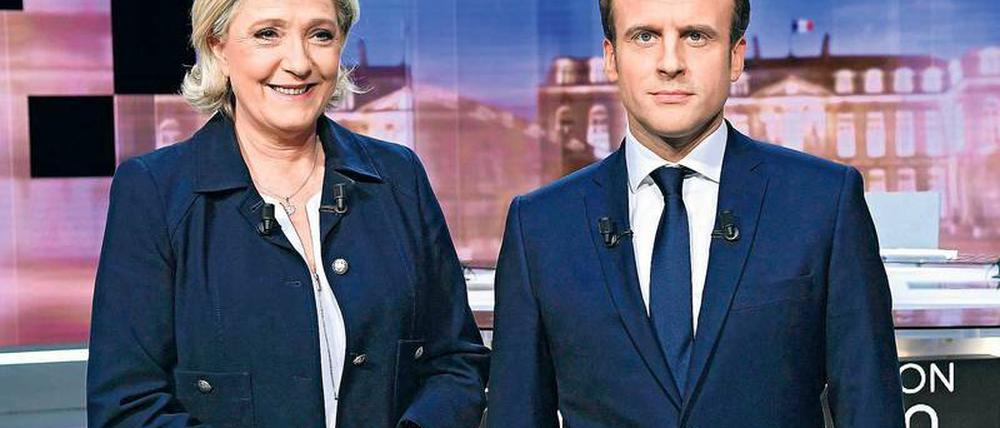 Zwei Kandidaten, ein Amt. Marine le Pen und Emmanuel Macron.