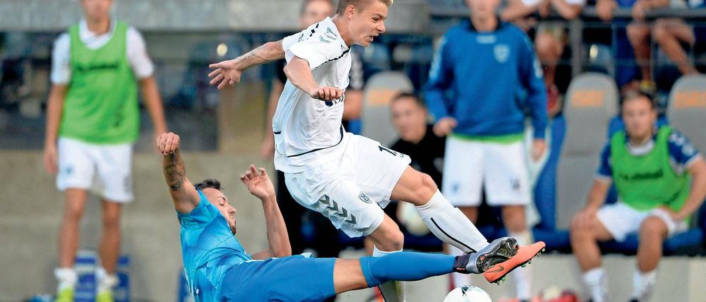 Zeigte einen starken Auftritt. Manuel Hoffmann machte in seinem ersten Pflichtspiel gegen den SV Babelsberg 03 viel Druck und ließ sich von seinen Gegenspielern wie Kevin Schulze selten aufhalten. Am Ende war Hoffmann trotz der 0:2-Niederlage gegen Nordhausen mehr stolz als enttäuscht.
