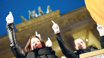 Gleichstellung jetzt. Weiblicher Protest für Gleichberechtigung in Berlin.
