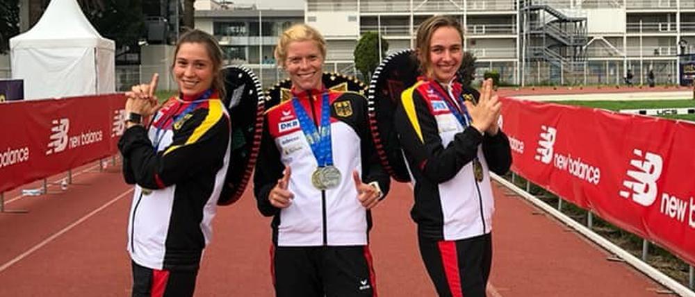 Glänzend. Deutschlands starke Fünfkämpferinnen: Janine Kohlmann, Annika Schleu und Anna Matthes (v.l.).