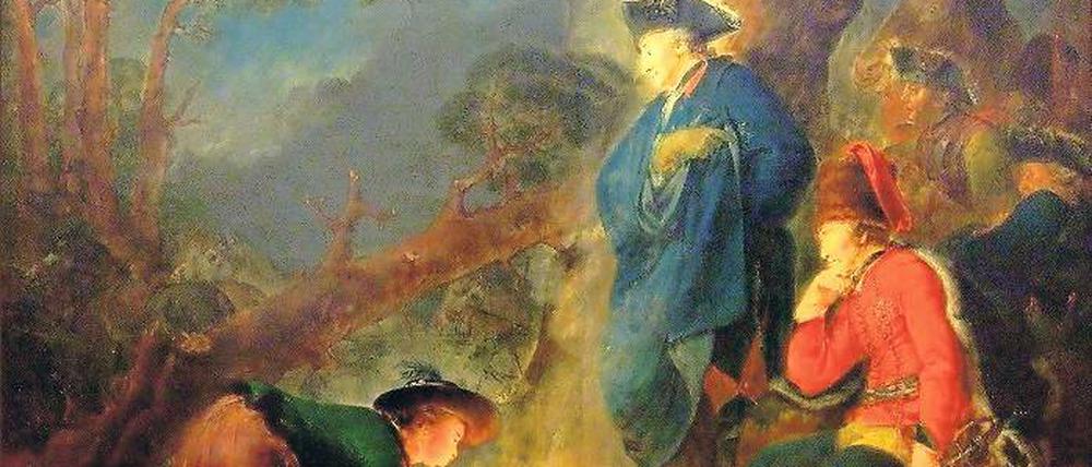 Trügerische Idylle. Friedrich der Große vor der Schlacht bei Torgau, gemalt 1791 von Bernhard Rode.