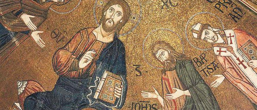 Jesus als Herrscher oder Weltenrichter? Eine neue These zu der Jesusabbildung in dem Mosaik in der Friedenskirche stellt Thomas-Peter Gallon in seinem Vortrag im Kutschstall vor.