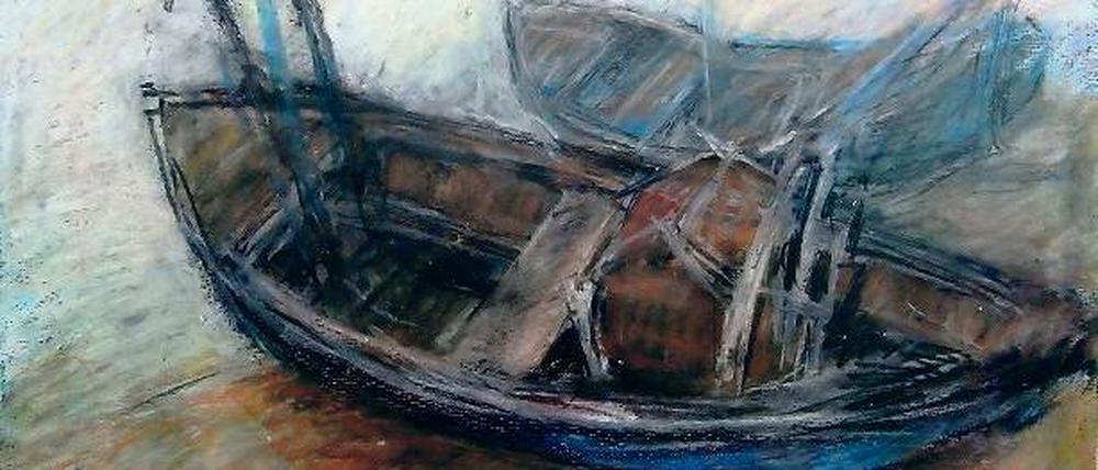 Eingetaucht in Melancholie. Georg Wratsch malte oft Stilleben, wie diese Boote ohne Titel aus dem Jahr 1998.