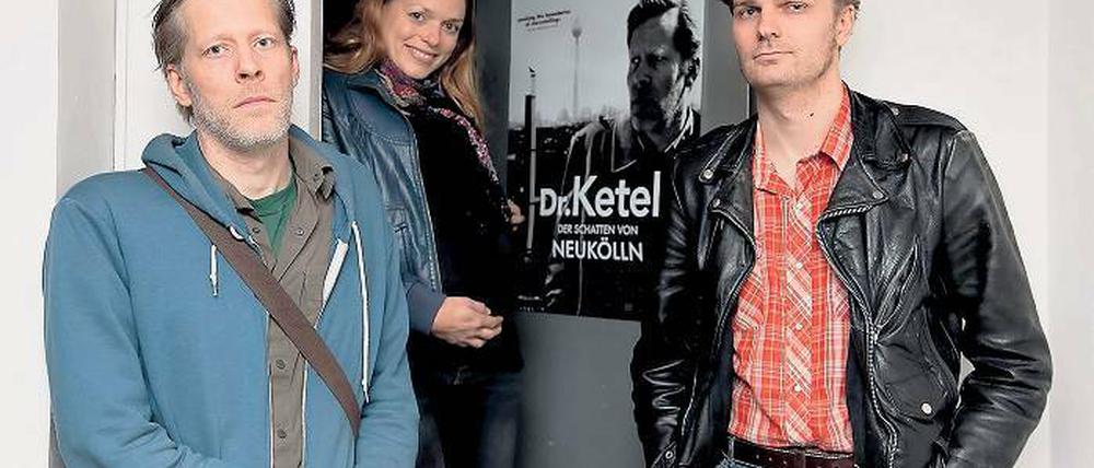 Gesprächsbereit. Der Schauspieler Ketel Weber sowie Anna und Linus de Paoli, Produzentin und Regisseur.