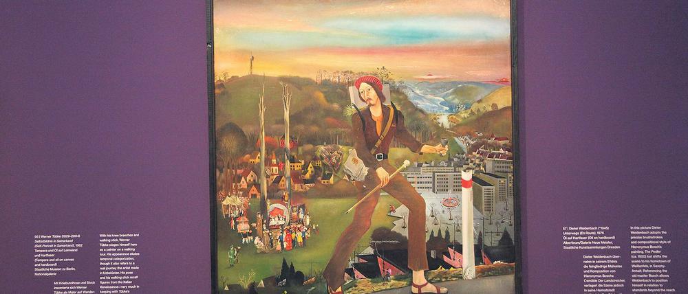 Ausfallschritt. Dass auf Dieter Weidenbachs Gemälde „Unterwegs“ (1977) nicht nur ein Maler auf Wanderschaft geht, sondern ein Künstler zumindest mental den Schritt aus dem eigenen Land wagt, erkannte auch die Stasi. 1985 verließ Weidenbach die DDR.