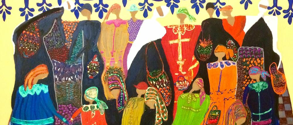 Bunte Vielfalt. Anat Geller malt das Leben in ihrer Heimat Israel. Ein Motiv sind ihre Nachbarn auf dem Markt der Drusen.