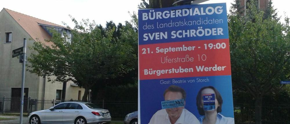 Dieses Plakat wirbt für die AfD-Veranstaltung in Werder (Havel).