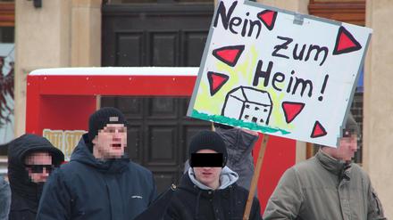 Florian U. (2.v.r.) bei einer NPD-Demo im Januar 2014 in Bad Belzig.