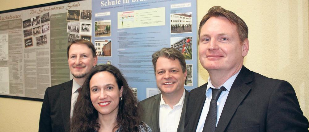 Die Kandidaten Michel, Daun, Albers und Mühlner (vl.) wollen das Bürgermeister-Amt.
