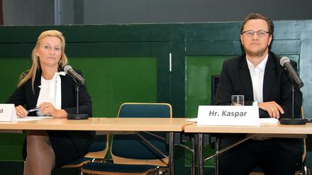 Die Kandidaten Claudia Nowka (BfM) und Martin Kaspar (SPD)