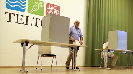 Das Wahllokal im Teltower Rathaus. 